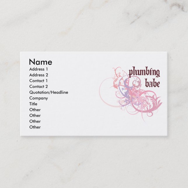 Carte De Visite Bébé de tuyauterie (Devant)