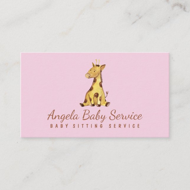 Carte De Visite Bébé girafe rose (Devant)