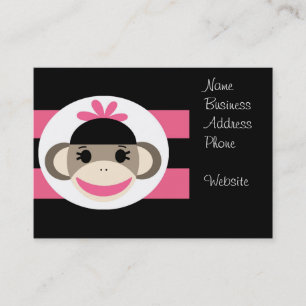 Carte De Visite Bébé mignon fille Sock Singe noir rose rayures
