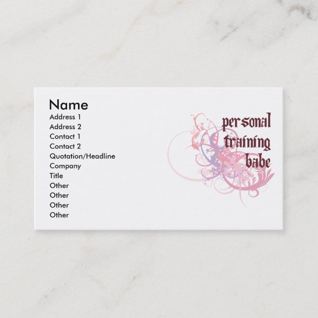 Carte De Visite Bébé personnel de formation (Devant)