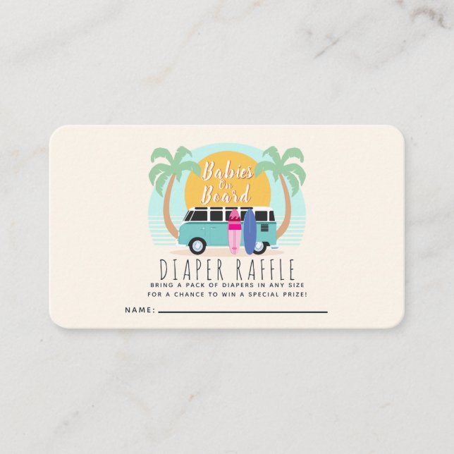 Carte De Visite Bébés à bord Van Twins Diaper Raffle (Devant)