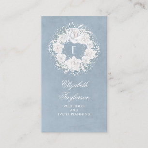 Carte De Visite Bébé's Breath Blanc et bleu poussiéreux Floral
