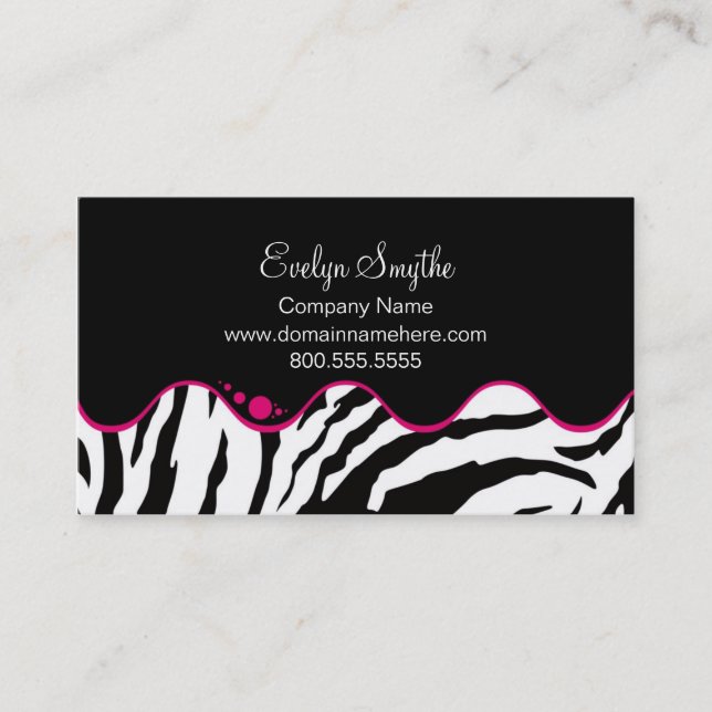 Carte De Visite Bed & Breakfast ZEBRA TENDANCE AVEC ACCENT COURBE  (Devant)