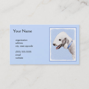 Carte De Visite Bedlington Terrier Peinture - Art Chien original