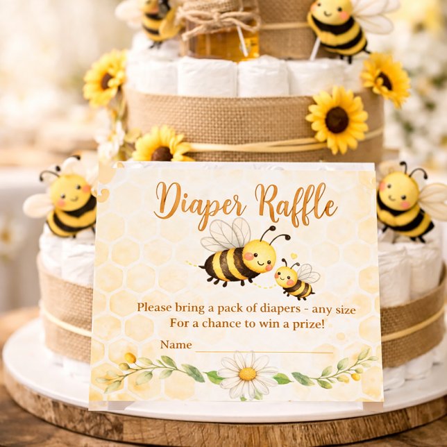 Carte De Visite Bee Theme Diaper Raffle Baby Shower (Créateur téléchargé)