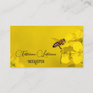 Carte De Visite Beekeeper Miel Apiariste miel abeille fleur jaune