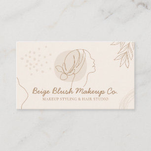 Carte De Visite Beige Blush Calligraphie Beauté Femme Hair Band