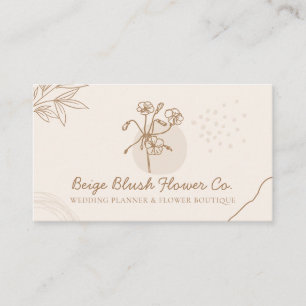 Carte De Visite Beige Blush Mariage Calligraphie Chic Classy Flowe