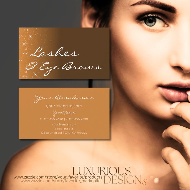 Carte De Visite Beige Brown avec Parties scintillant Étoiles Profe (Créateur téléchargé)