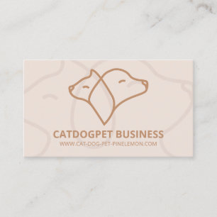 Carte De Visite Beige Brown Qr Code Logo Chien Chat Animal