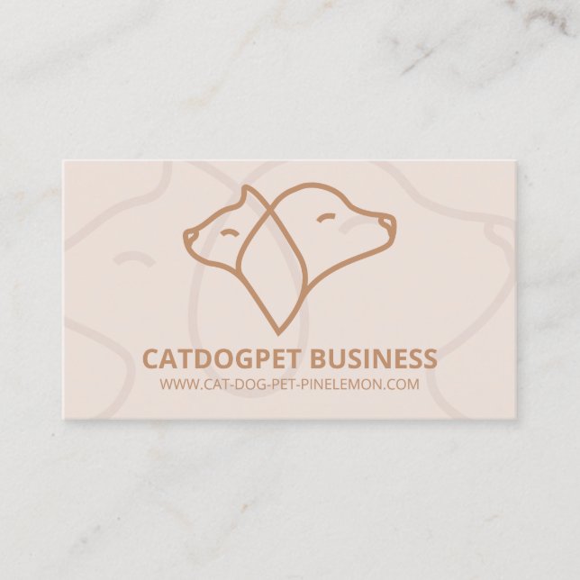 Carte De Visite Beige Brown Qr Code Logo Chien Chat Animal (Devant)