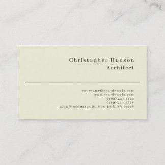 Carte De Visite Beige et amande couleur simple plain architecte