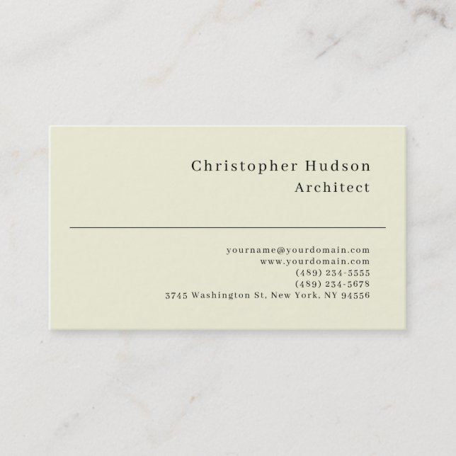 Carte De Visite Beige et amande couleur simple plain architecte (Devant)