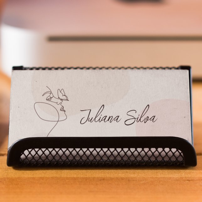 Carte De Visite Beige Femmes Coiffeuse Salon Nail Art Maquillage A (Créateur téléchargé)