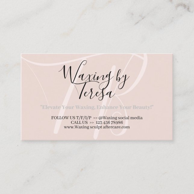Carte De Visite Beige rose cirage après-soin douze instructions (Devant)