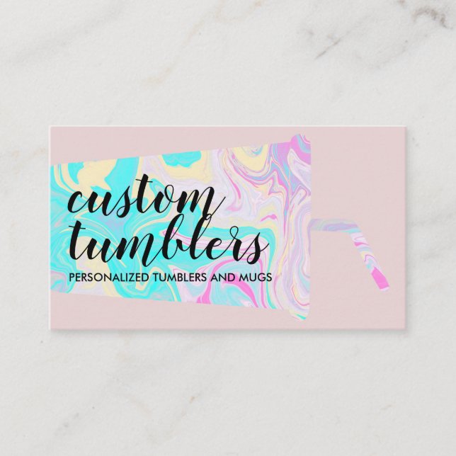 Carte De Visite Beige rose Tumbler roulottes artisanat (Devant)