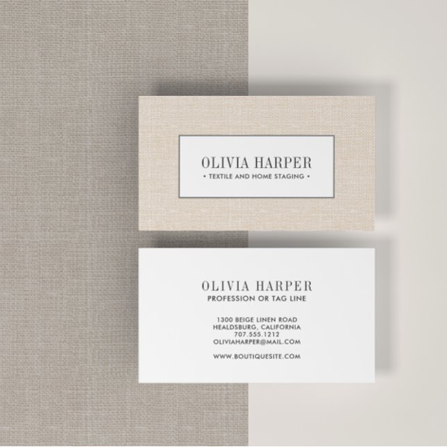 Carte De Visite Beige | Simple Elegant Linge de maison professionn (Créateur téléchargé)