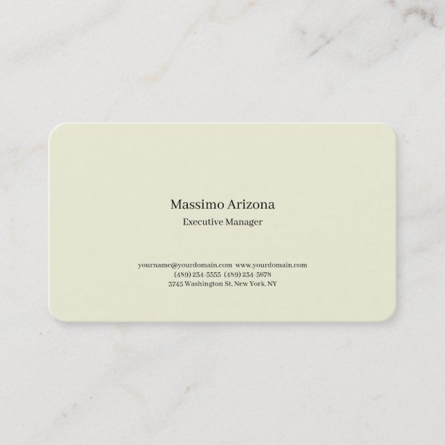 Carte De Visite Beige Simple Plain Professional Modern Minimailst (Devant)