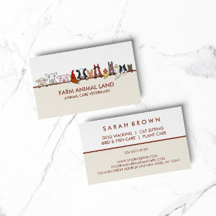 Carte De Visite Beige Terracotta Agritourisme Animaux vétérinaires