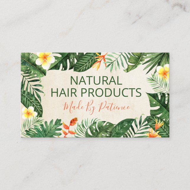 Carte De Visite Beige Tropical Produit naturel de coiffure artisan (Devant)