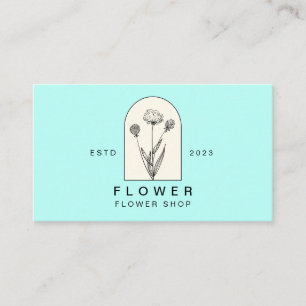 Carte De Visite Beige Turquoise Fille Dandelion Fleuriste