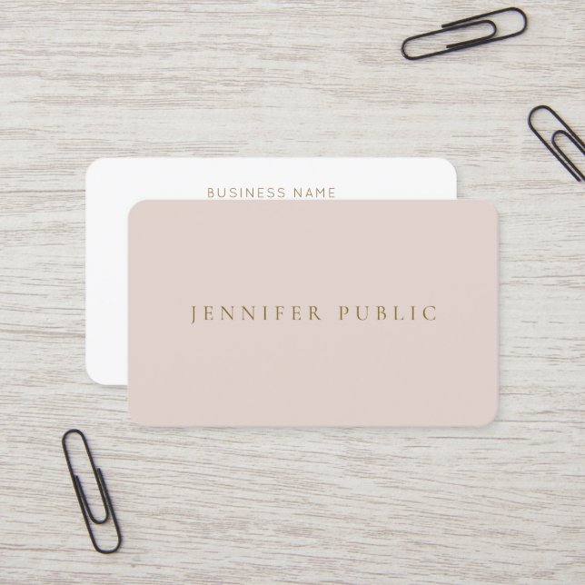 Carte De Visite Beige & White Professional Modern Simple Template (Devant/Arrière en situation)