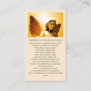 Carte De Visite Belle Ange Sympathie Prière Jaune Or Orange