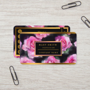 Carte De Visite Belle Aquarelle Moderne Collection Roses Rose
