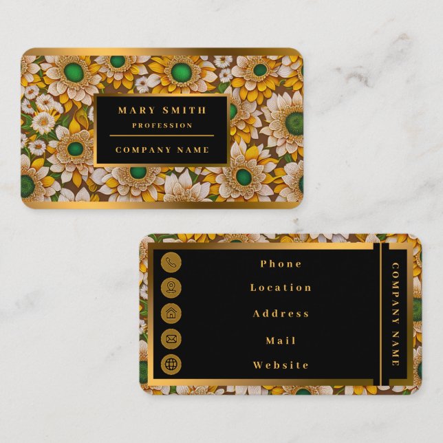 Carte De Visite Belle collection populaire de tournesol (Devant / Derrière)