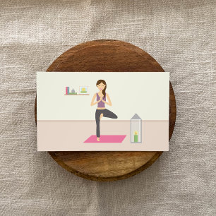 Carte De Visite Belle femme faisant du yoga dans une pièce décorée