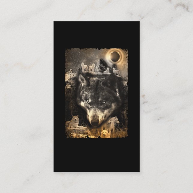 Carte De Visite Belle Loup hiver Nature Lune Howling Wolves (Devant)