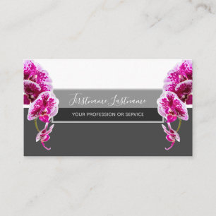 Carte De Visite Belle orchidée rose violet fleurit sur gris