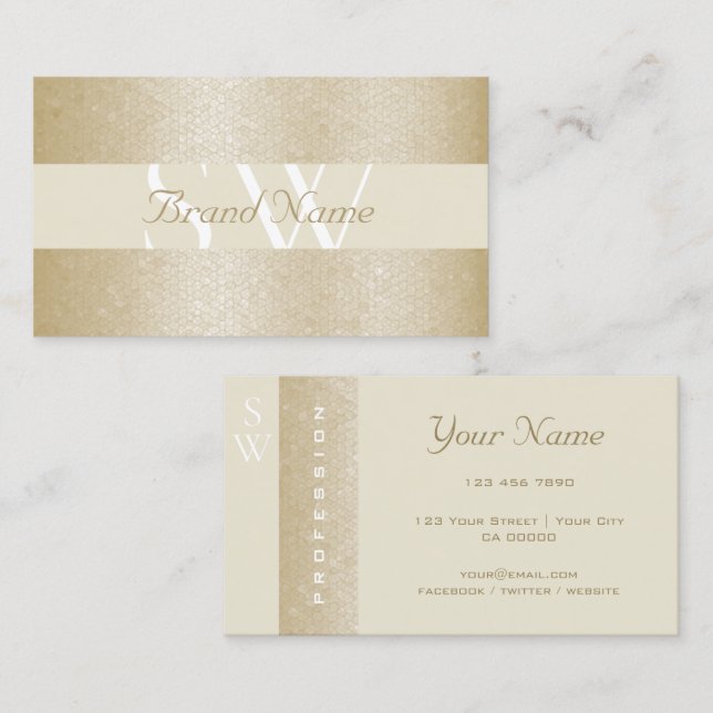 Carte De Visite Belle perle et blanc avec qualité Monogramme (Devant / Derrière)