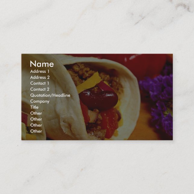 Carte De Visite Belle recette de burrito pour des amants de (Devant)