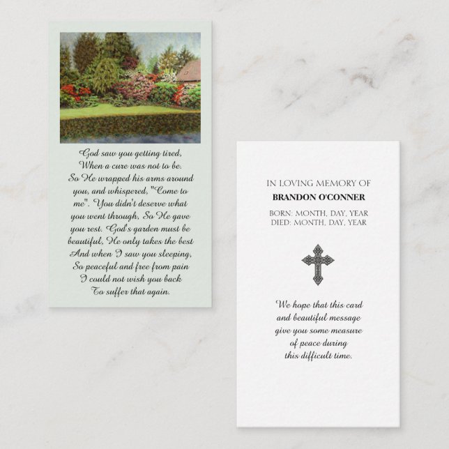 Carte De Visite Belle scène de jardin violet rouge bleu vert (Devant / Derrière)