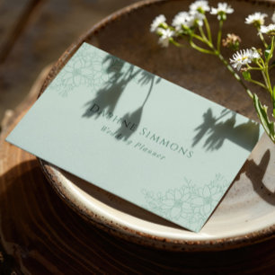 Carte De Visite Belle Seafoam Green Floral Line Art