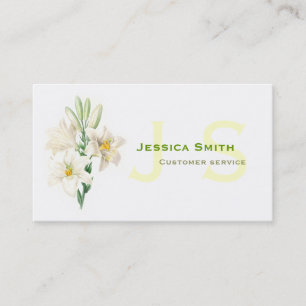 Carte De Visite Belle, vintage classique lys blanc botanique