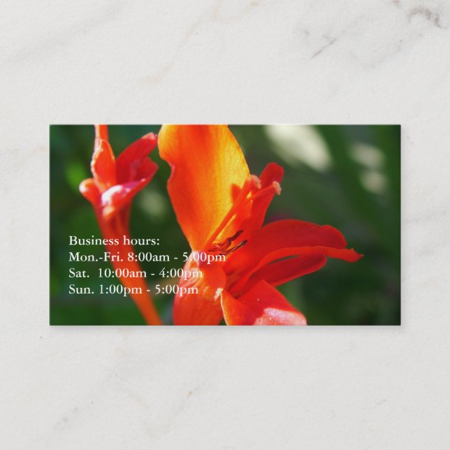 Carte De Visite belles fleurs rouges d'été profil professionnel (Devant)