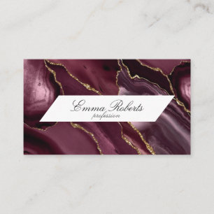 Carte De Visite Belles nuances de marbre Burgundy et Gold Smokey