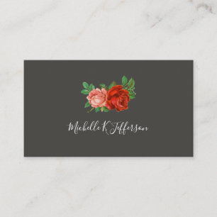 Carte De Visite Belles roses simple fond gris