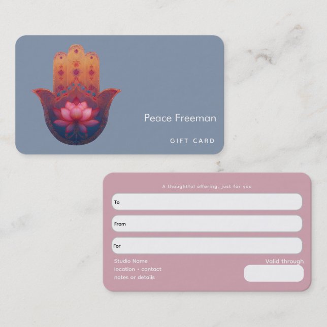Carte De Visite Bénédiction du Lotus | Main de Hamsa (Devant / Derrière)
