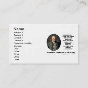 Carte De Visite Benjamin Franklin Créature Raisonnable Trouver Rai