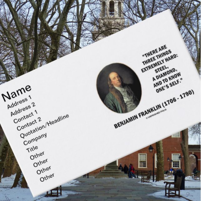 Carte De Visite Benjamin Franklin Trois Choses Extrêmement Diffici (Let your wry historical side shine with this Benjamin Franklin quote at your next introduction!)