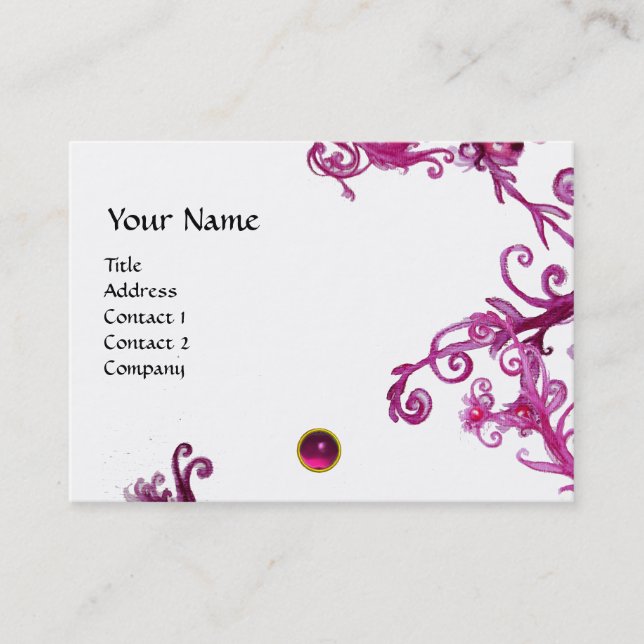 Carte De Visite BÉRIES MAGIQUES FUCHSIA GEM MONOGRAM, noir blanc (Devant)