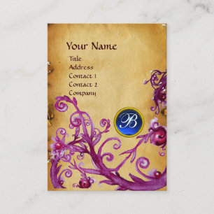 Carte De Visite BÉRIES MAGIQUES MONOGRAM Parchemin GEM bleu foncé
