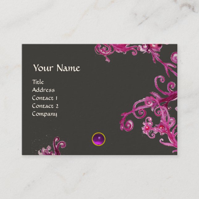 CARTE DE VISITE BÉRIES MAGIQUES PURPLE AMÉTHYST GEM MONOGRAM (Devant)