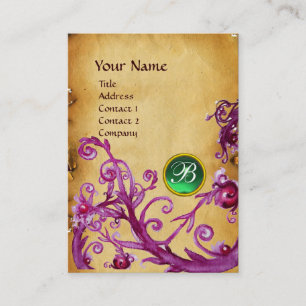 Carte De Visite BERRIES MAGIQUES MONOGRAM GEM parchemin vert