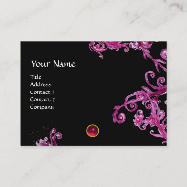 Carte De Visite BERRIES MAGIQUES MONOGRAM gem rose rouge (Devant)