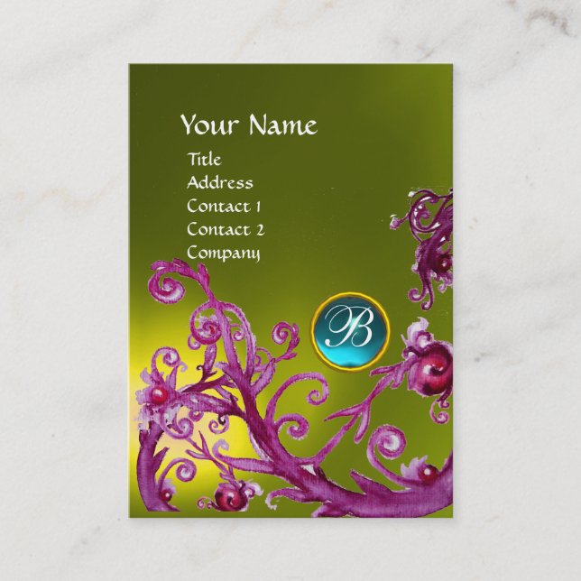 Carte De Visite BERRIES MAGIQUES MONOGRAM GEM topaz jaune bleu (Devant)