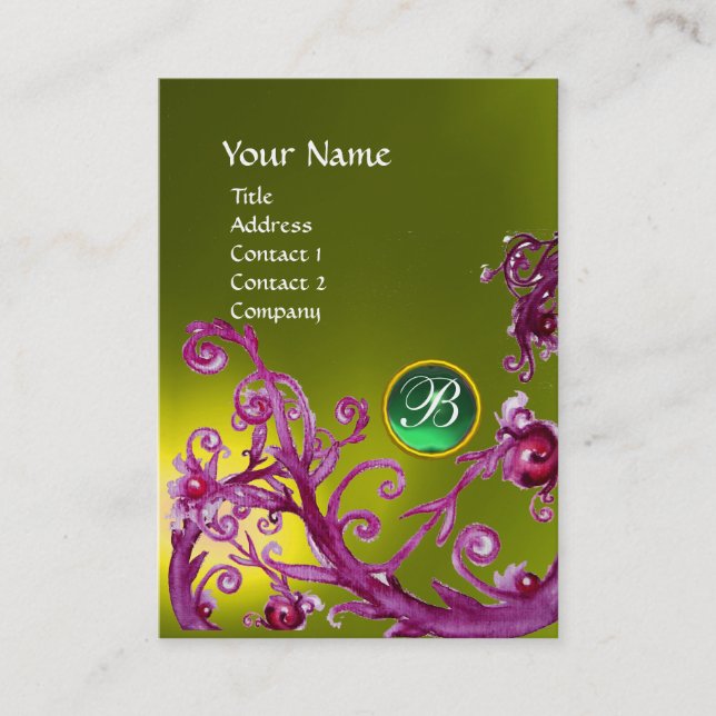 Carte De Visite BERRIES MAGIQUES MONOGRAM GEM topaz vert jaune (Devant)